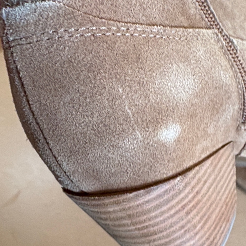Lucky Brand Ellamy Suede Western Ankle Boots Tan 7.5 Pointed Toe Rodeo Cowgirl - Picture 8 of 14